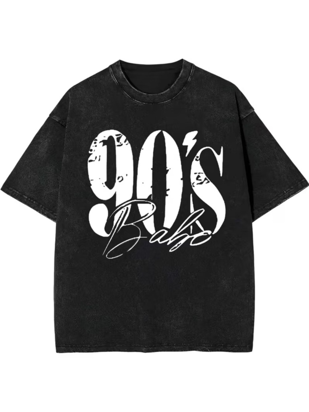 90's Babe Graphic Tee - washed Black & White NEW women or men XL, LRG